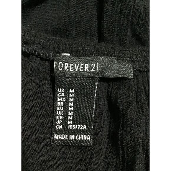 Forever 21 Floral Embroidery Ruffle Black Romper MED - Picture 4 of 5